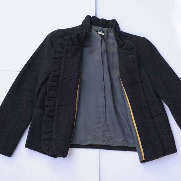 Women's Black J-Crew Button Up 100% Wool Jacket - Picture 2 of 3